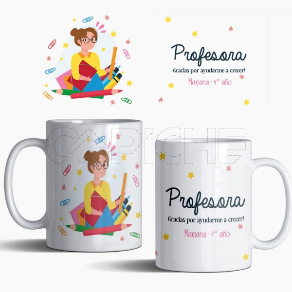 Taza profesora gracias por ayudarme a crecer