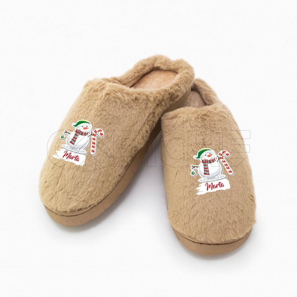 Pantufla Personalizada Pelucia Muñeco Nieve