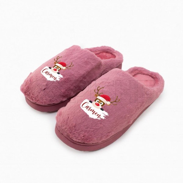 Pantufla Personalizada Pelucia Reno Ahijada