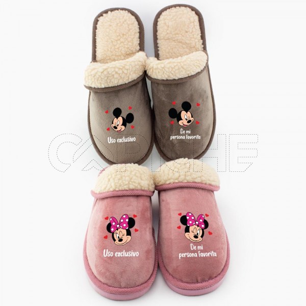 Pantufla Personalizada Mickey & Minnie Uso Exclusivo