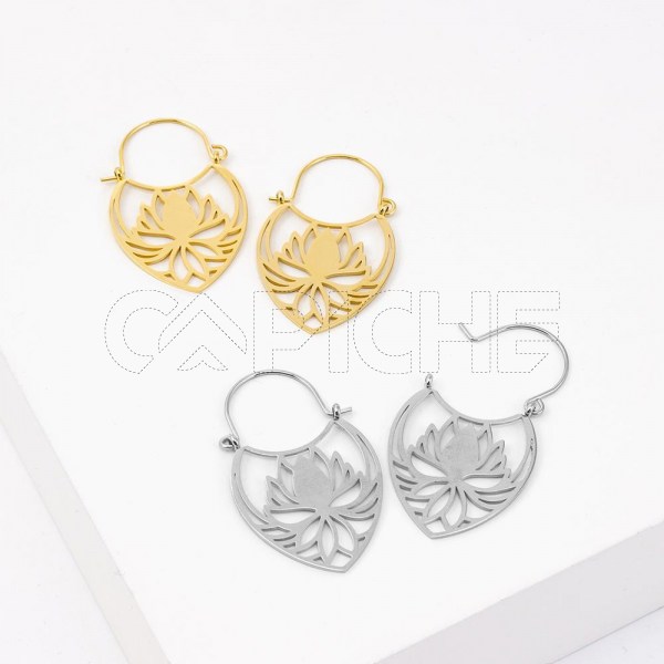 Pendientes en acero Flor lotus