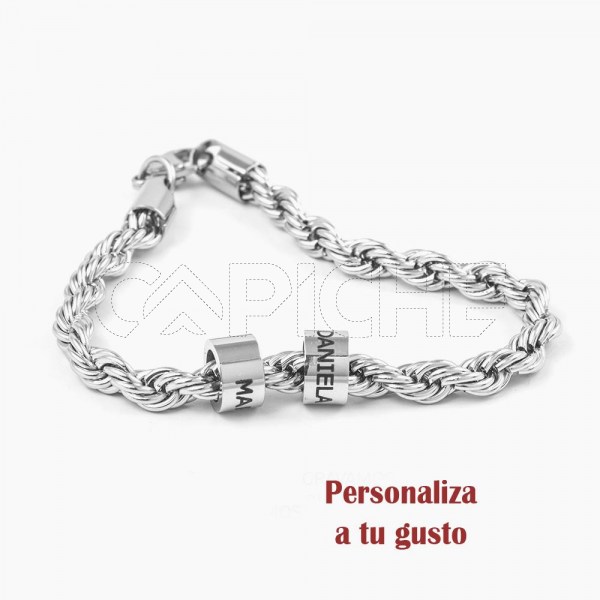 Pulsera en acero Nombres Entranzada