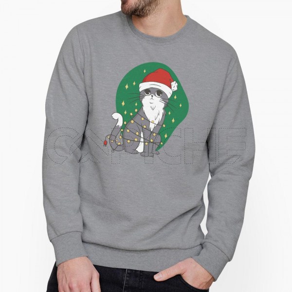 Sudadera sin Capucha Gato Navideño