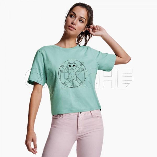 Camiseta Cropped Gato vinci