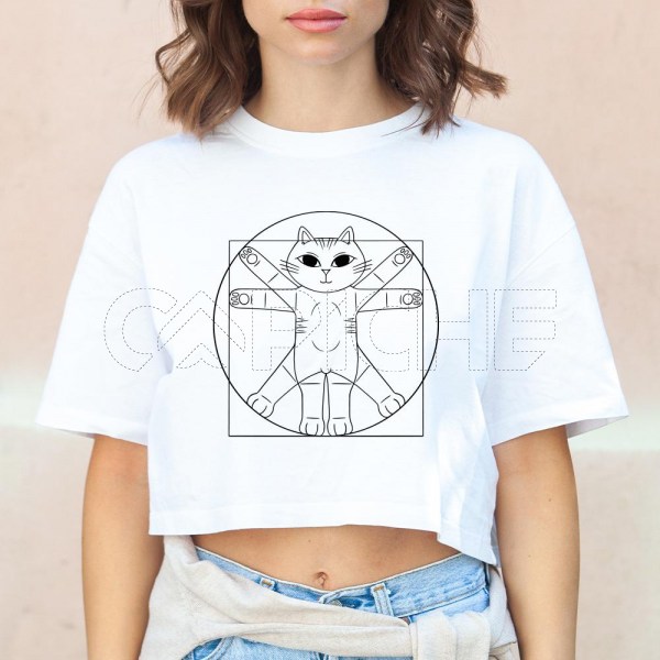 Camiseta Cropped Gato vinci